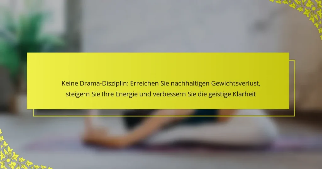 Keine Drama-Disziplin: Erreichen Sie nachhaltigen Gewichtsverlust, steigern Sie Ihre Energie und verbessern Sie die geistige Klarheit