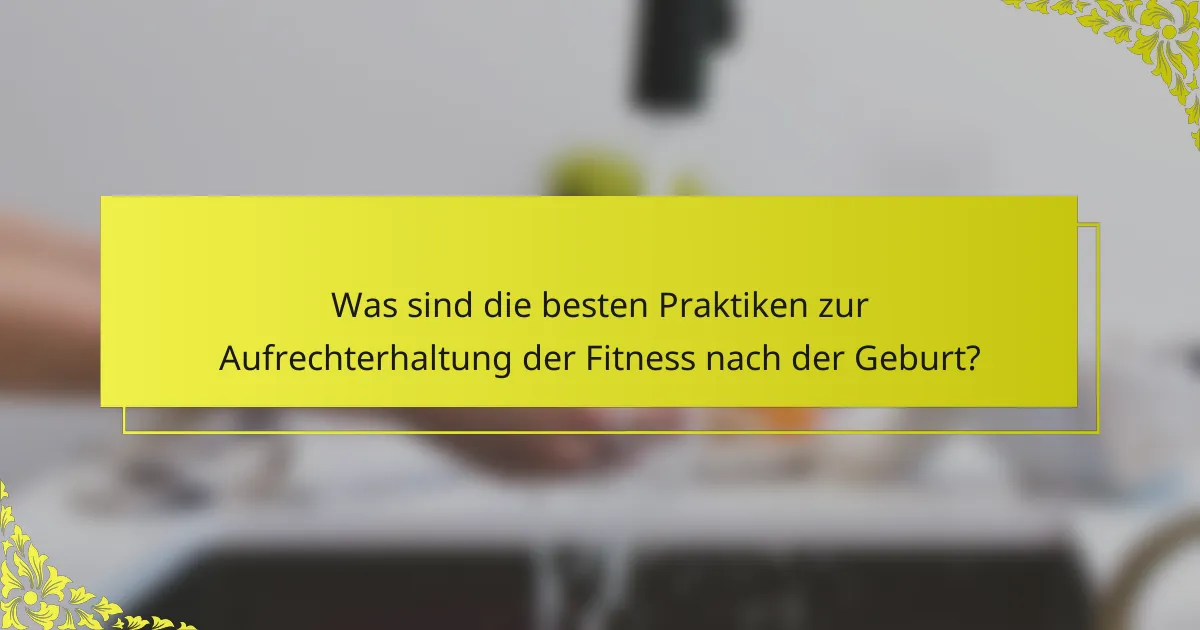 Was sind die besten Praktiken zur Aufrechterhaltung der Fitness nach der Geburt?