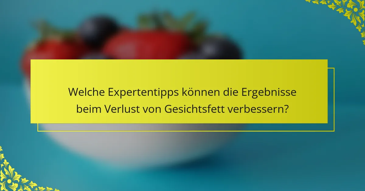 Welche Expertentipps können die Ergebnisse beim Verlust von Gesichtsfett verbessern?